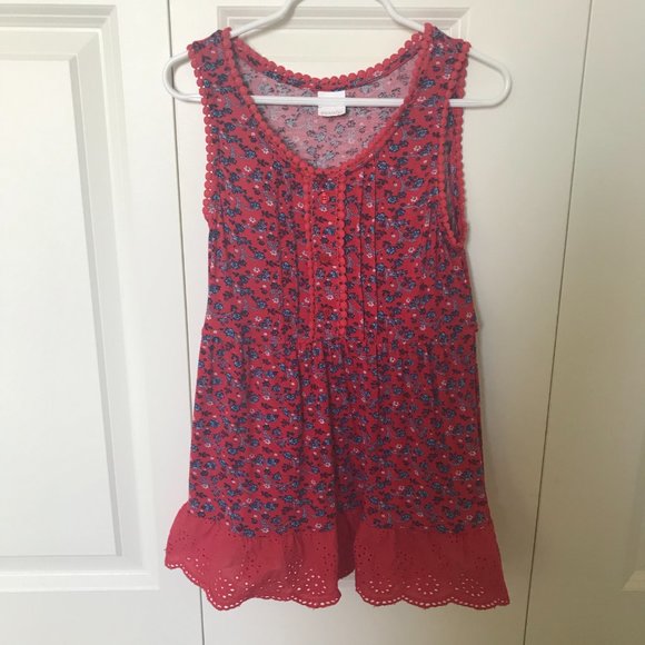 Evsie | LIKE NEW! Girls Floral Eyelet Trim Babydoll Top - Picture 3 of 11